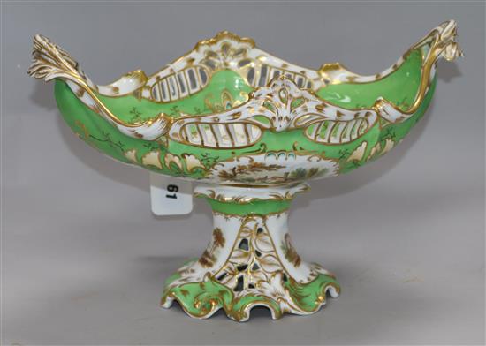 A Staffordshire shaped footed bowl with landscape decoration height 24 width 36cm